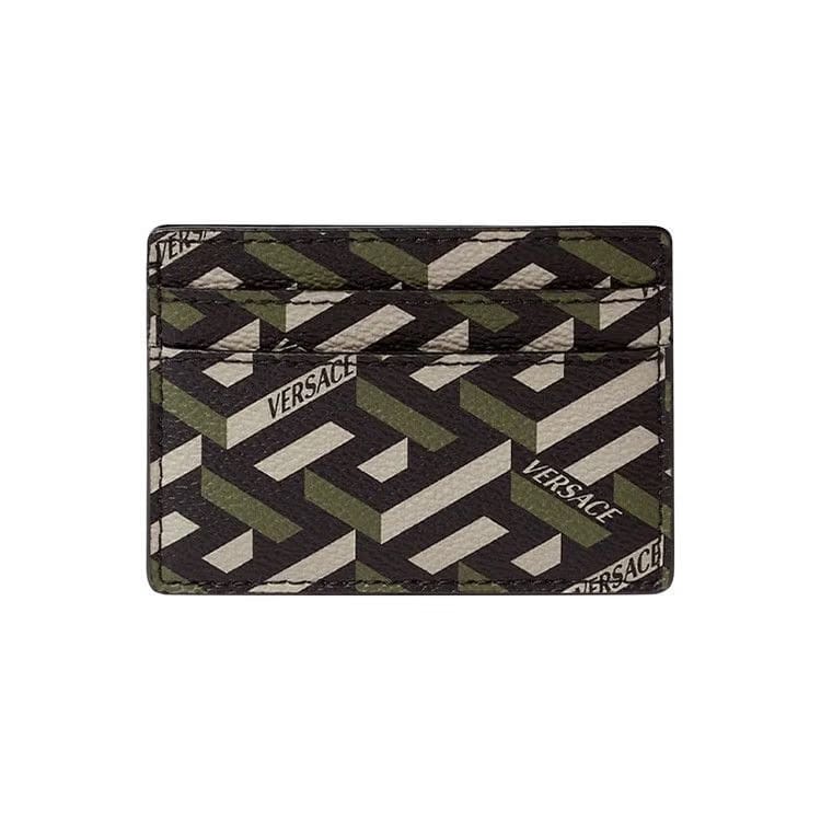 Versace La Greca Signature Card Case Black/Kakhi