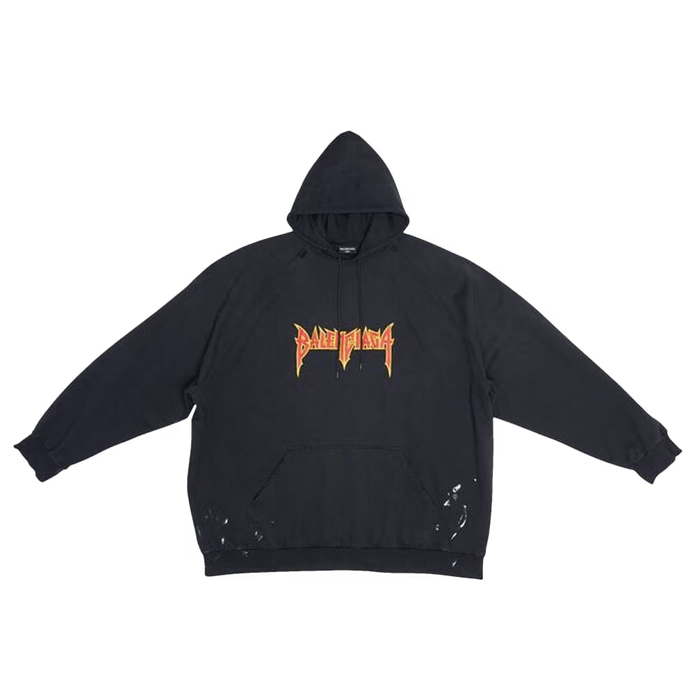 Balenciaga Metal Oversized Hoodie Washed Black