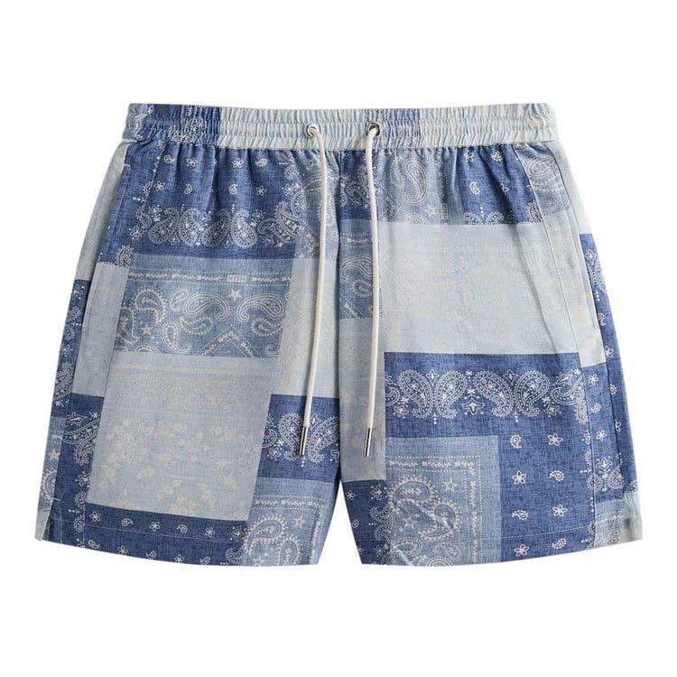 Kith Washed Paisley Active Shorts Light Indigo