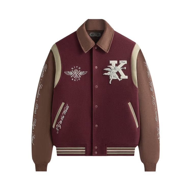 Kith Wool & Microsuede Varsity Jacket Magma