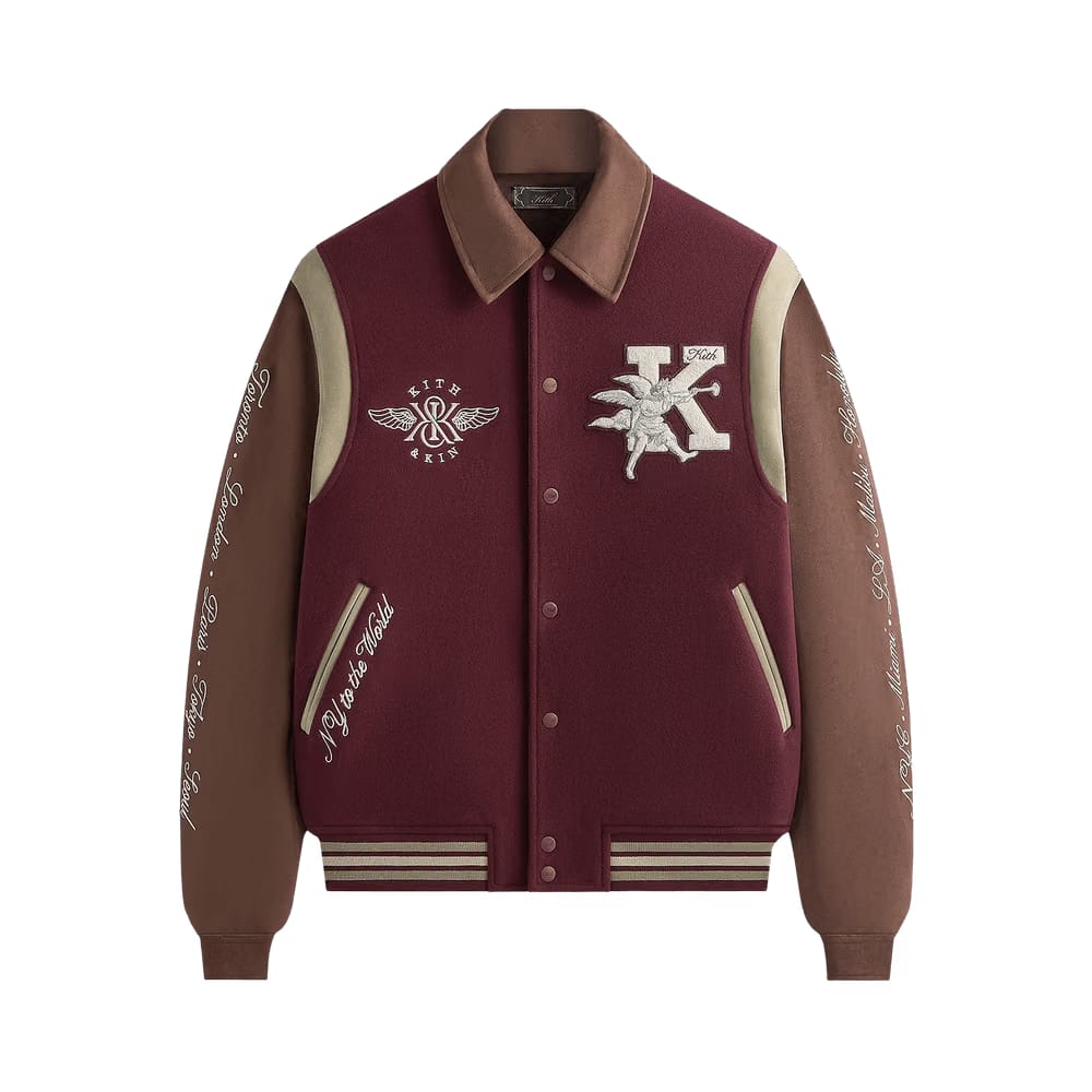 Kith Wool & Microsuede Varsity Jacket Magma