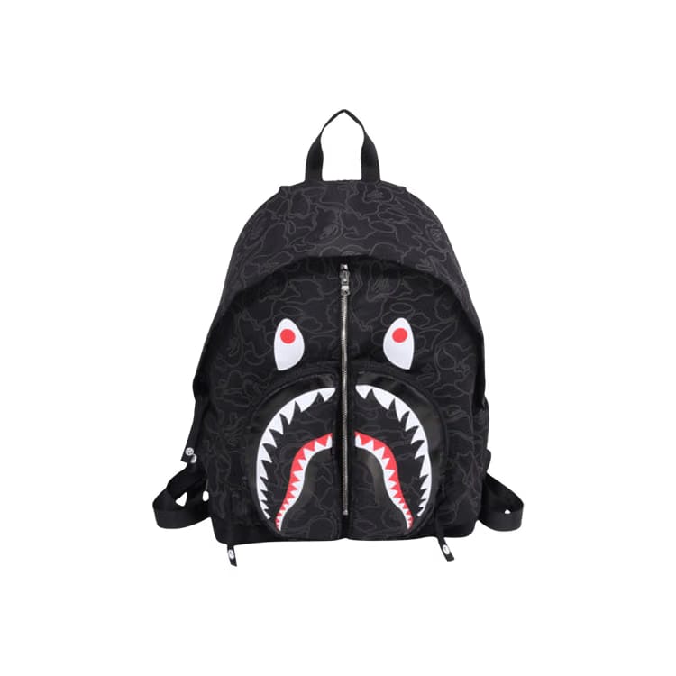 BAPE Neon Camo Shark Day Pack Black