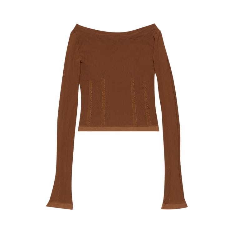 Acne Studios Logo Long-Sleeve T-Shirt Cognac Brown