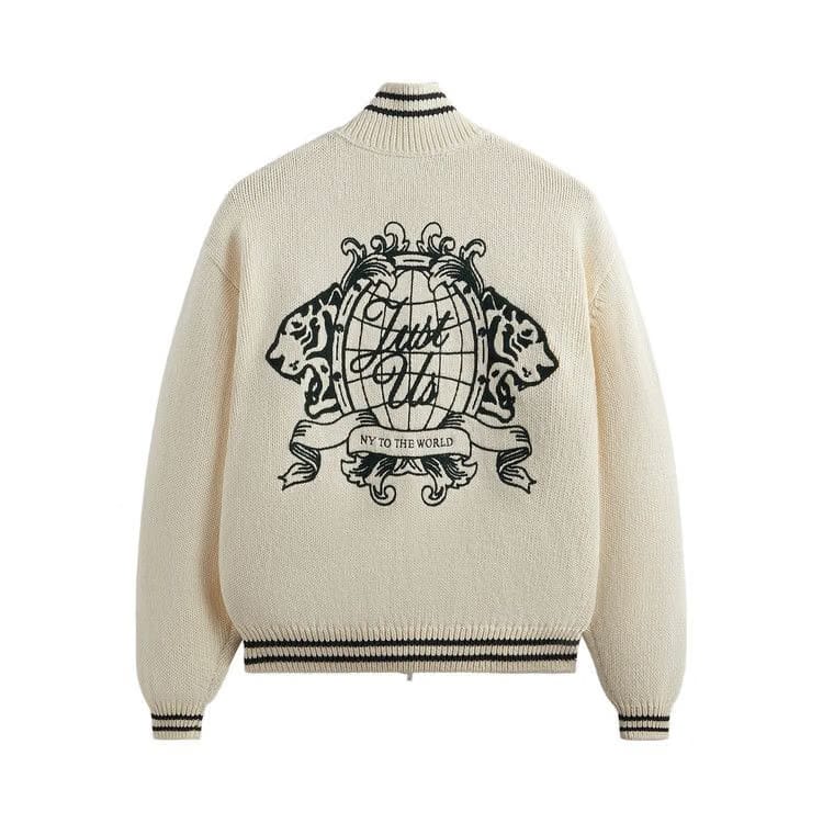 Kith Wyona Full Zip Varsity Sweater Sandrift
