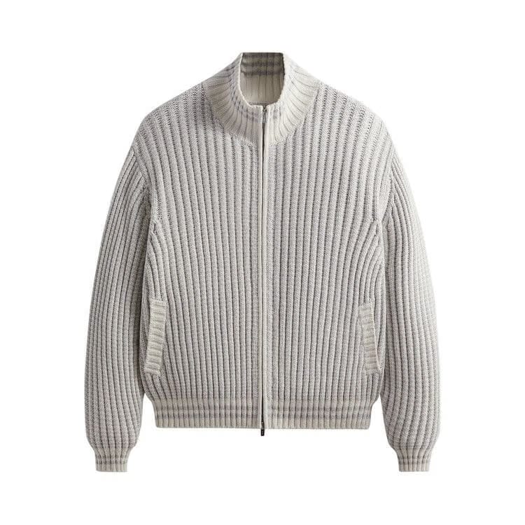 Kith Wyona Open Knit Full Zip Sweater Light Heather Grey