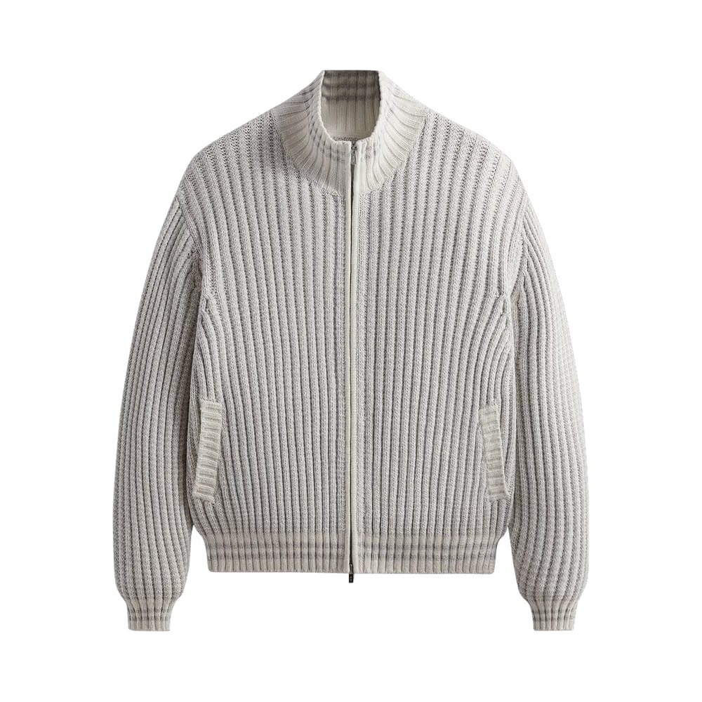 Kith Wyona Open Knit Full Zip Sweater Light Heather Grey