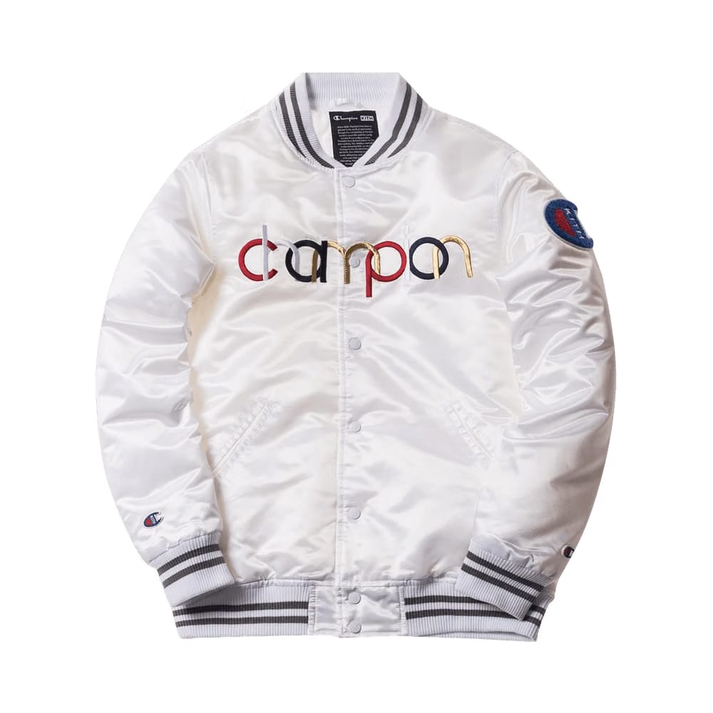 Kith x Champion Baseball Jacket White
