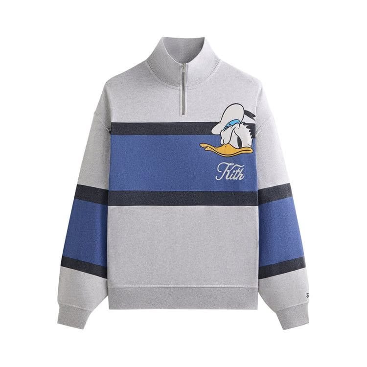 Kith x Disney Donald Duck Quarter Zip Fleece Wyona Sweatshirt Light Heather Grey