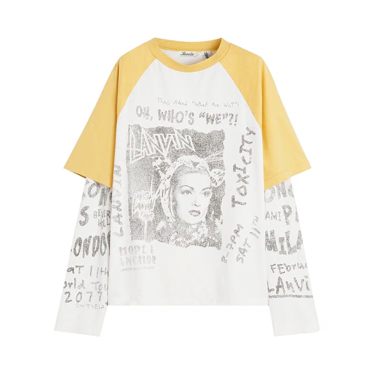 Lanvin Printed Long-Sleeeved T-Shirt Corn