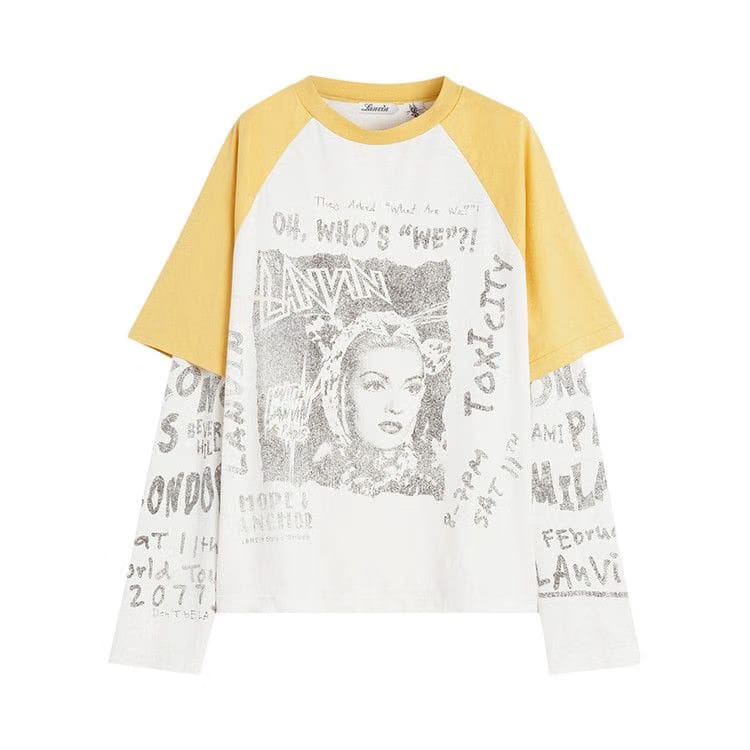 Lanvin Printed Long-Sleeeved T-Shirt Corn