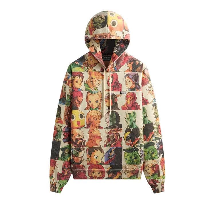 Kith x Marvel vs. Capcom Fighter All-Over Printed Vintage Nelson Hoodie Sandrift