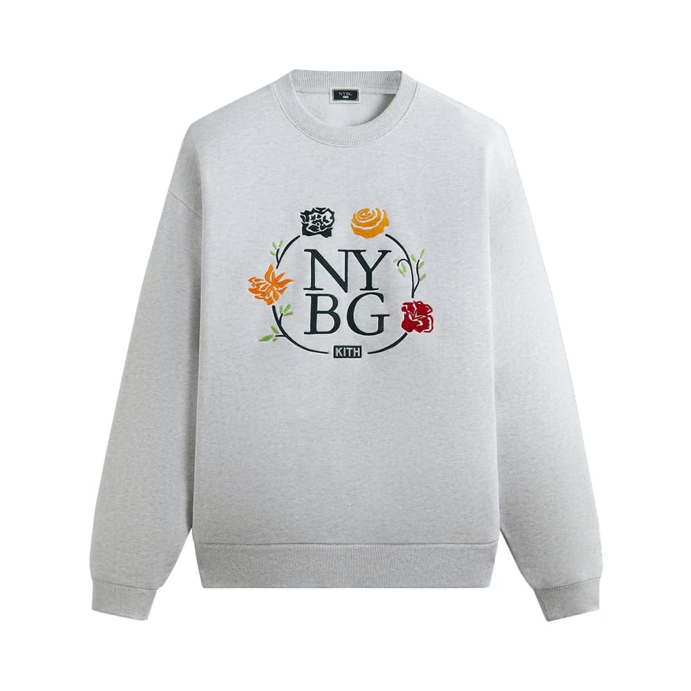 Kith x New York Botanical Garden Logo Nelson Crewneck Light Heather Grey