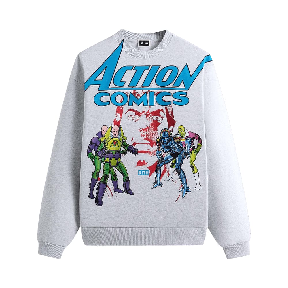 Kith x Superman Action Comics Nelson Crewneck Light Heather Grey