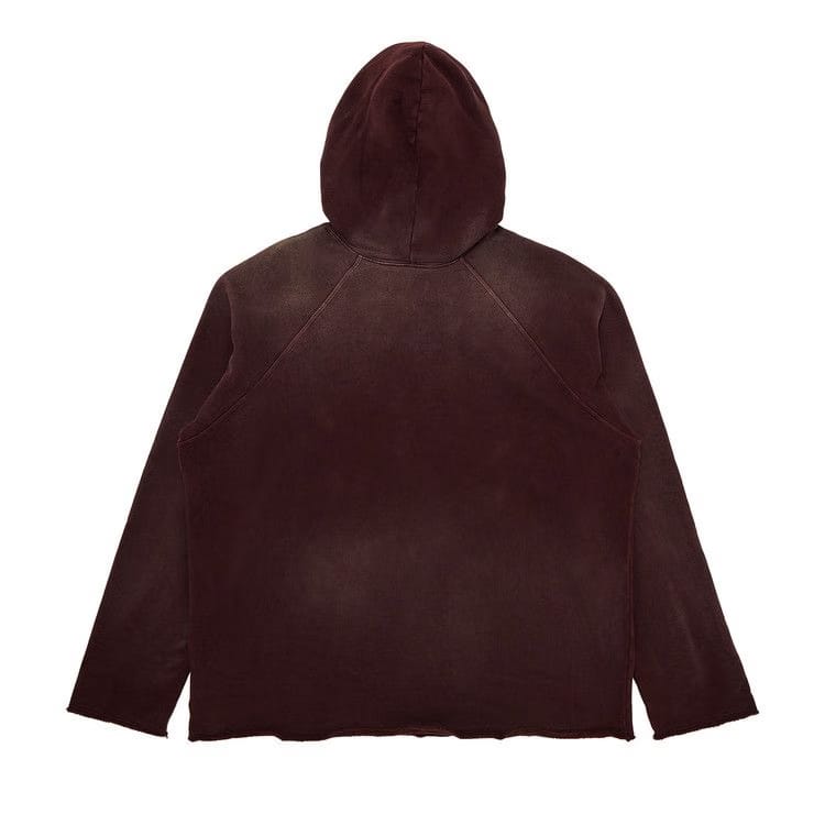 Les Tien Heavyweight Raw Raglan Hoodie Vintage Red Mahogany
