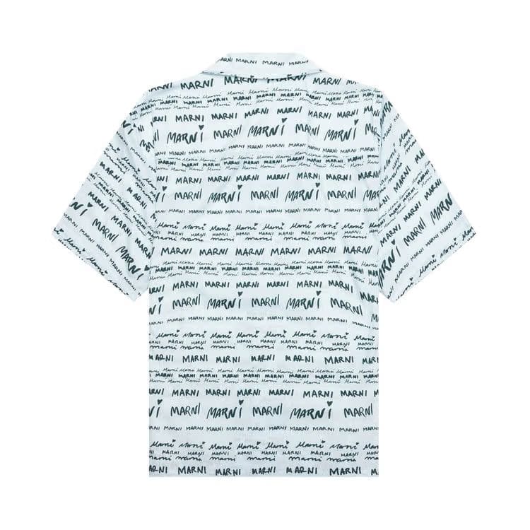 Marni Popeline Shorts-Sleeve Bowling Shirt Arctic
