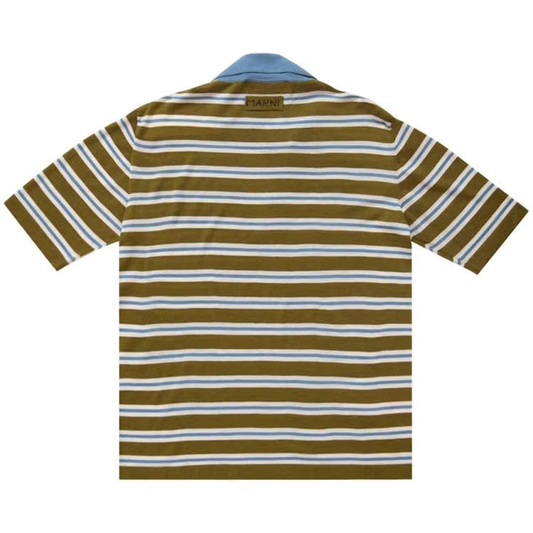 Marni Ribbed Stripe Polo Grass