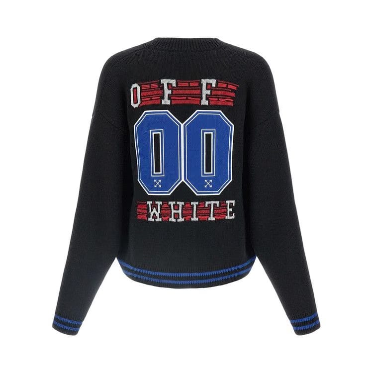 Off-White 00 Glide Diagonal Varsity Knit Cardigan Black/White