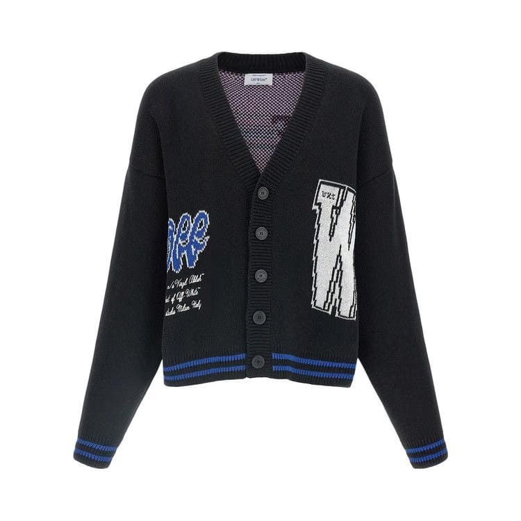 Off-White 00 Glide Diagonal Varsity Knit Cardigan Black/White