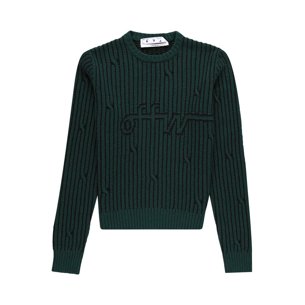 Off-White Cabled Sweater Dark Green