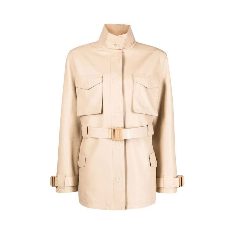 Off-White Cargo Leather Field Jacket Camel