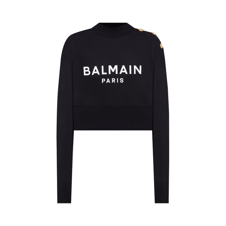 Balmain Cropped Sweatshirt Black/White