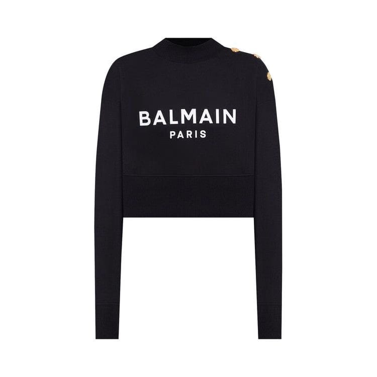 Balmain Cropped Sweatshirt Black/White
