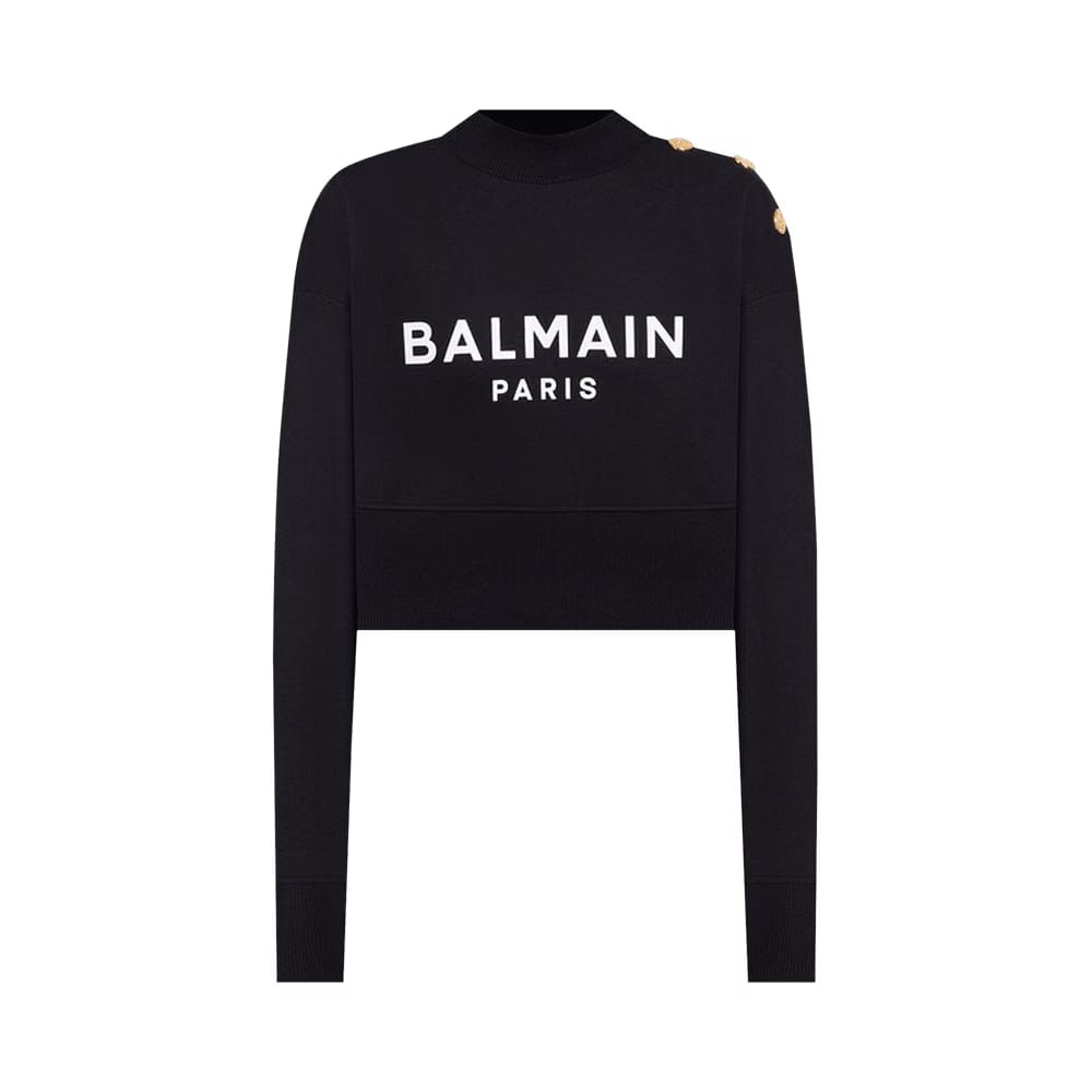 Balmain Cropped Sweatshirt Black/White