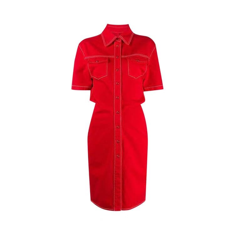 Off-White Denim Dress Red
