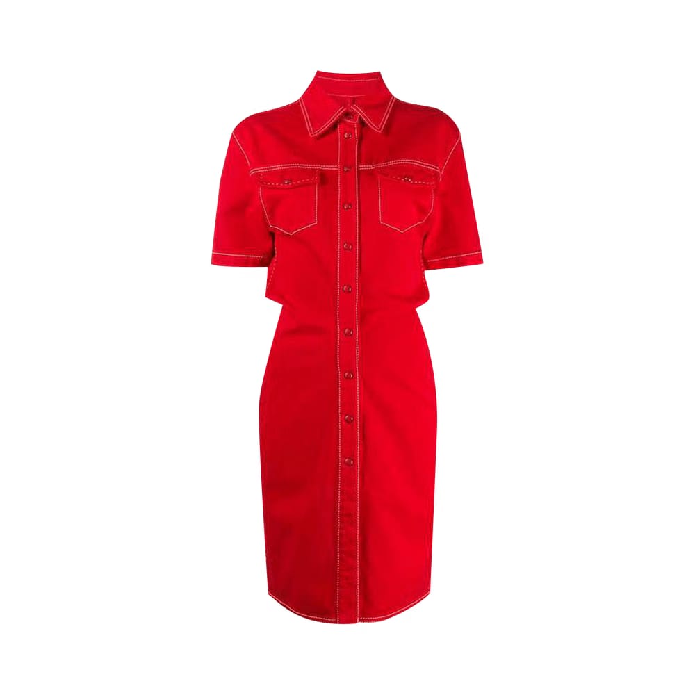Off-White Denim Dress Red