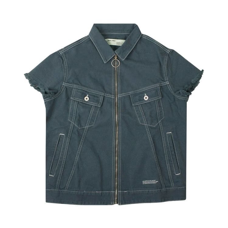 Off-White Denim Zip Up Shirt Blue