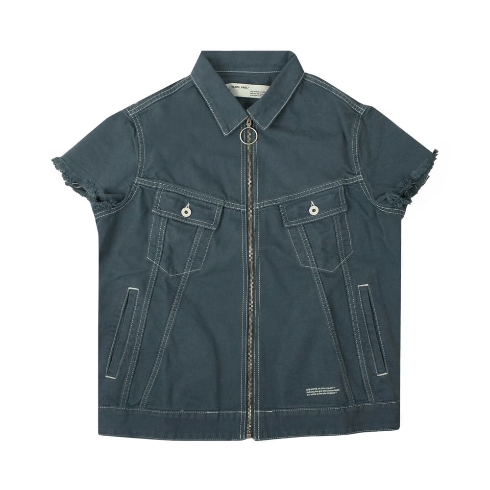 Off-White Denim Zip Up Shirt Blue