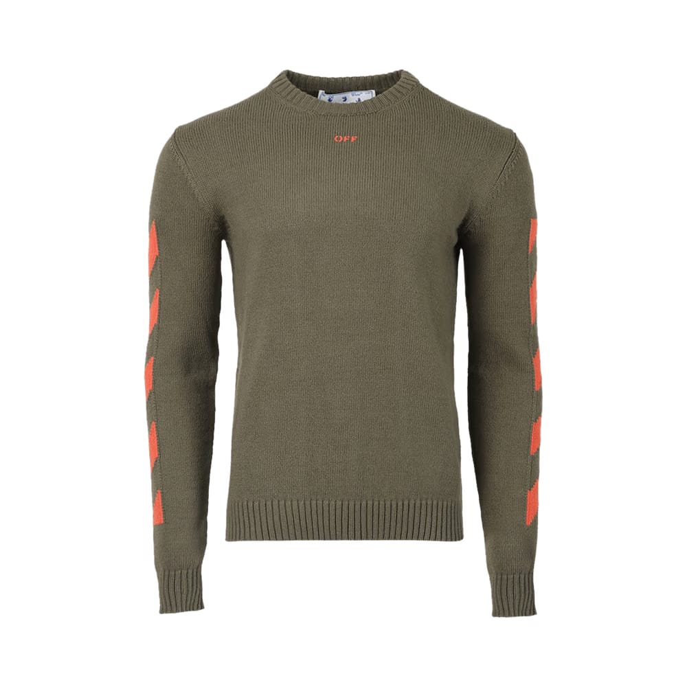 Off-White Diag Arrow Knit Crewneck Army Green/Orange