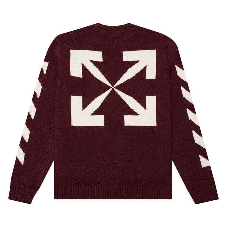 Off-White Diag Arrow Knit Crewneck Barolo/White