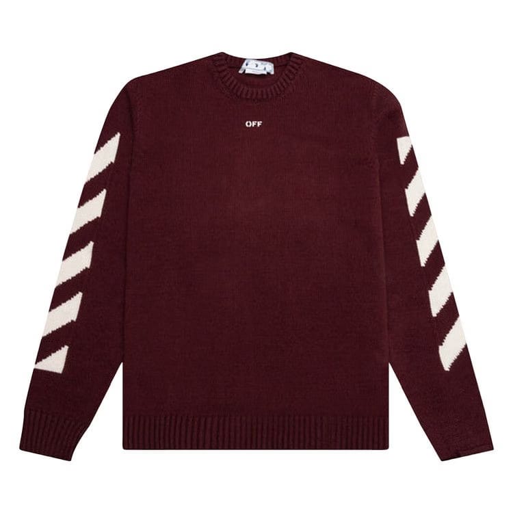 Off-White Diag Arrow Knit Crewneck Barolo/White