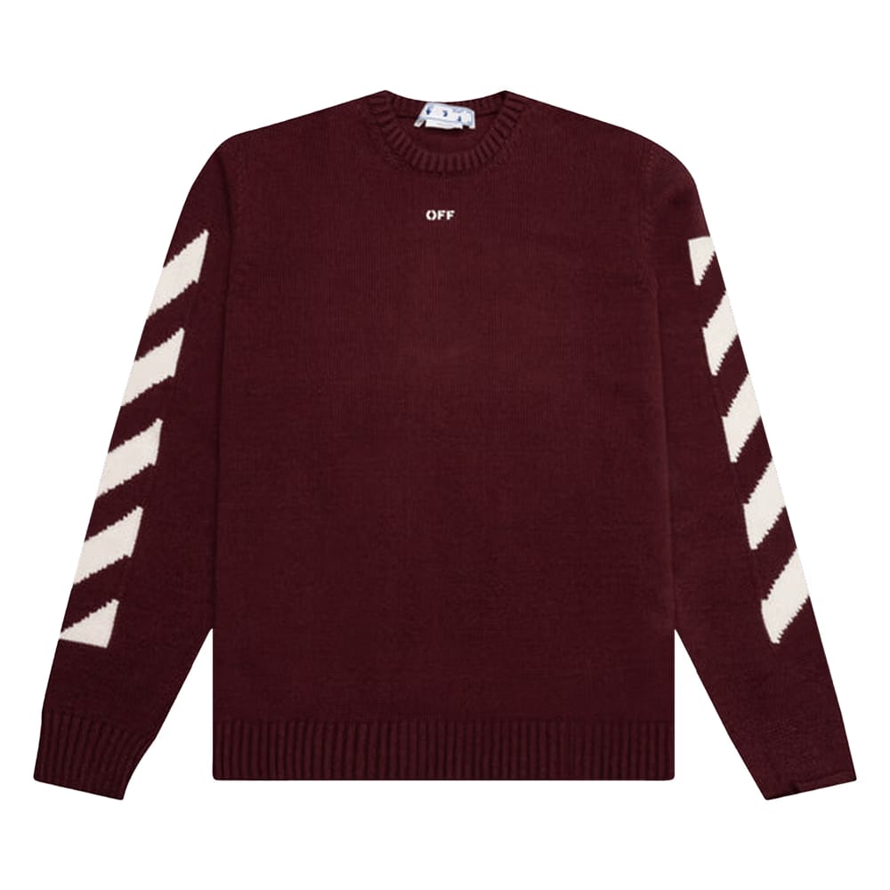 Off-White Diag Arrow Knit Crewneck Barolo/White