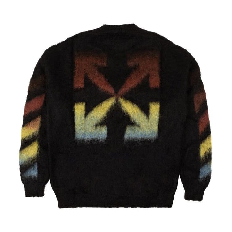 Off-White Diag Brushed Mohair Crewneck Sweater Black/Rainbow