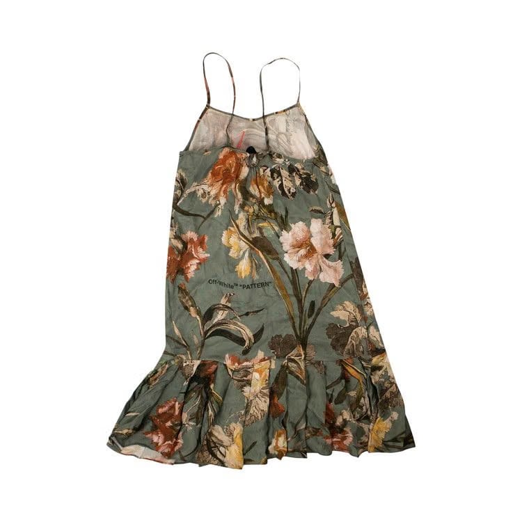 Off-White Floral Slip Dress Green