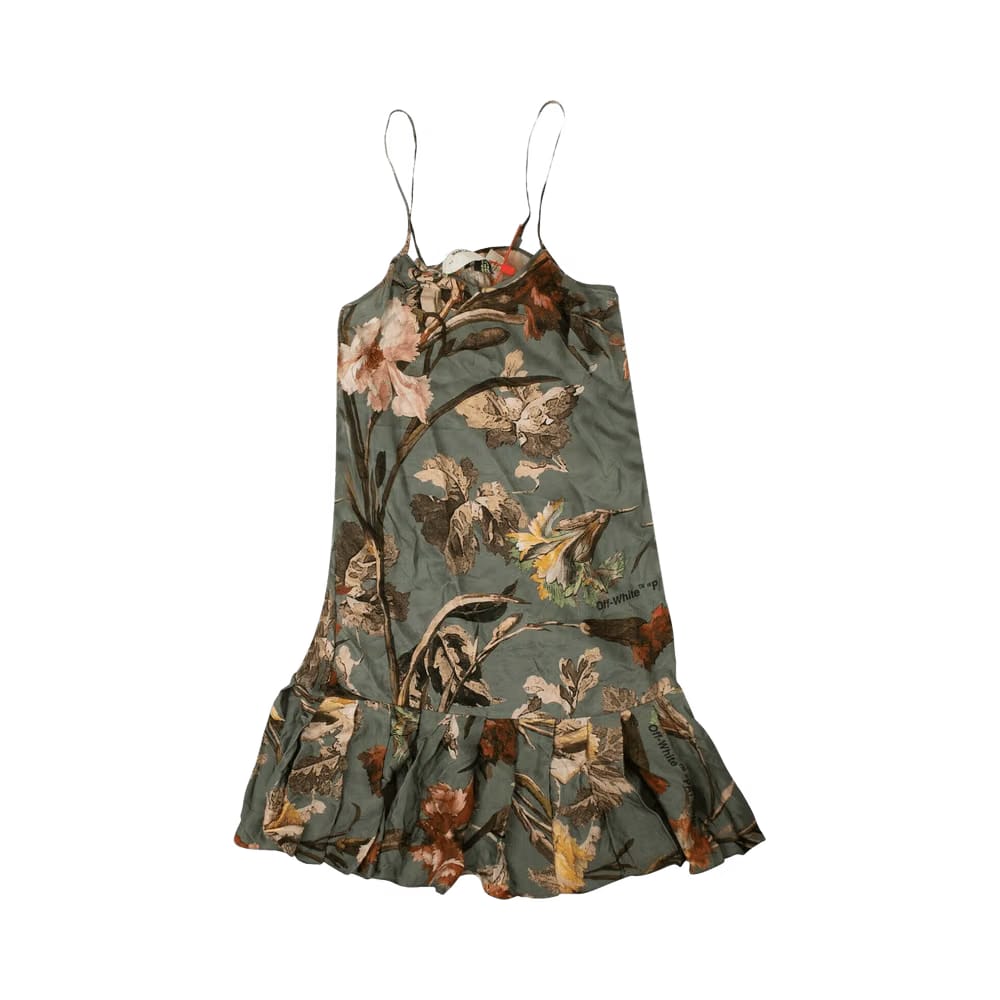 Off-White Floral Slip Dress Green