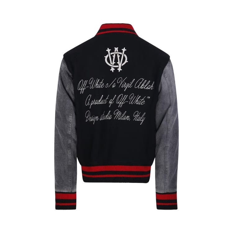 Off-White Gothinc Wool Regular Varsity Bomber Black/Red/Grey