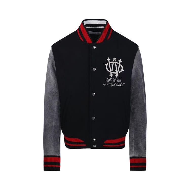 Off-White Gothinc Wool Regular Varsity Bomber Black/Red/Grey