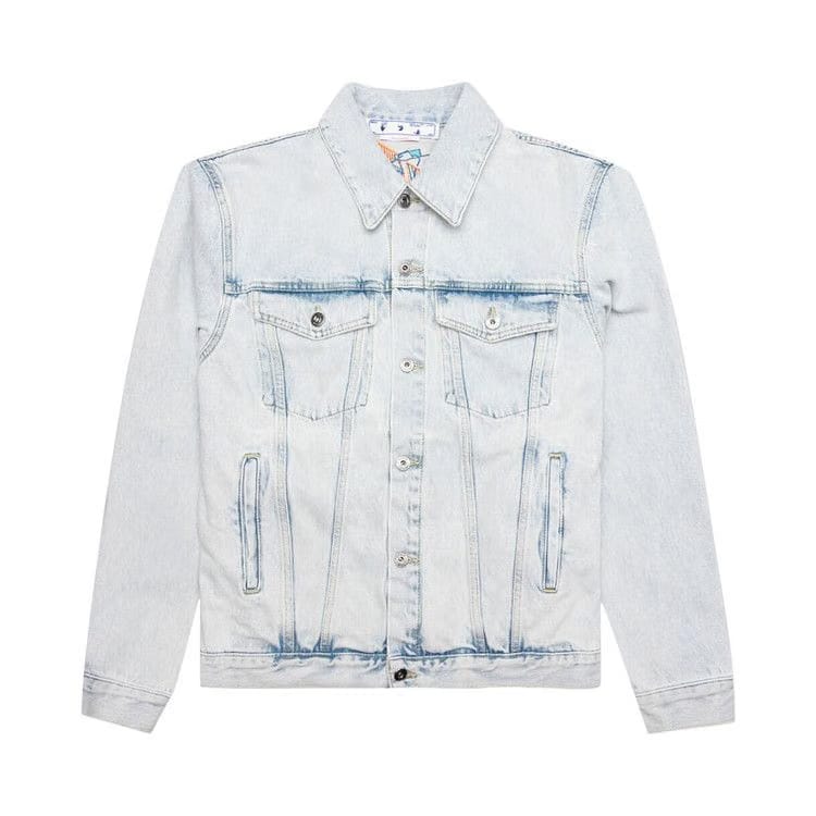 Off-White Graffiti Embroidered Denim Skate Jacket Extreme Blue