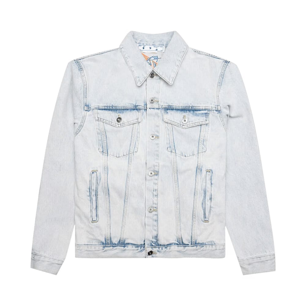 Off-White Graffiti Embroidered Denim Skate Jacket Extreme Blue