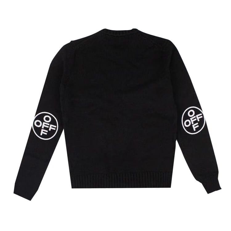 Off-White Logo Knit Round Neck Sweater Black