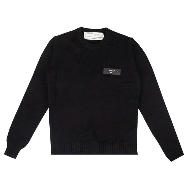 Off-White Logo Knit Round Neck Sweater Black