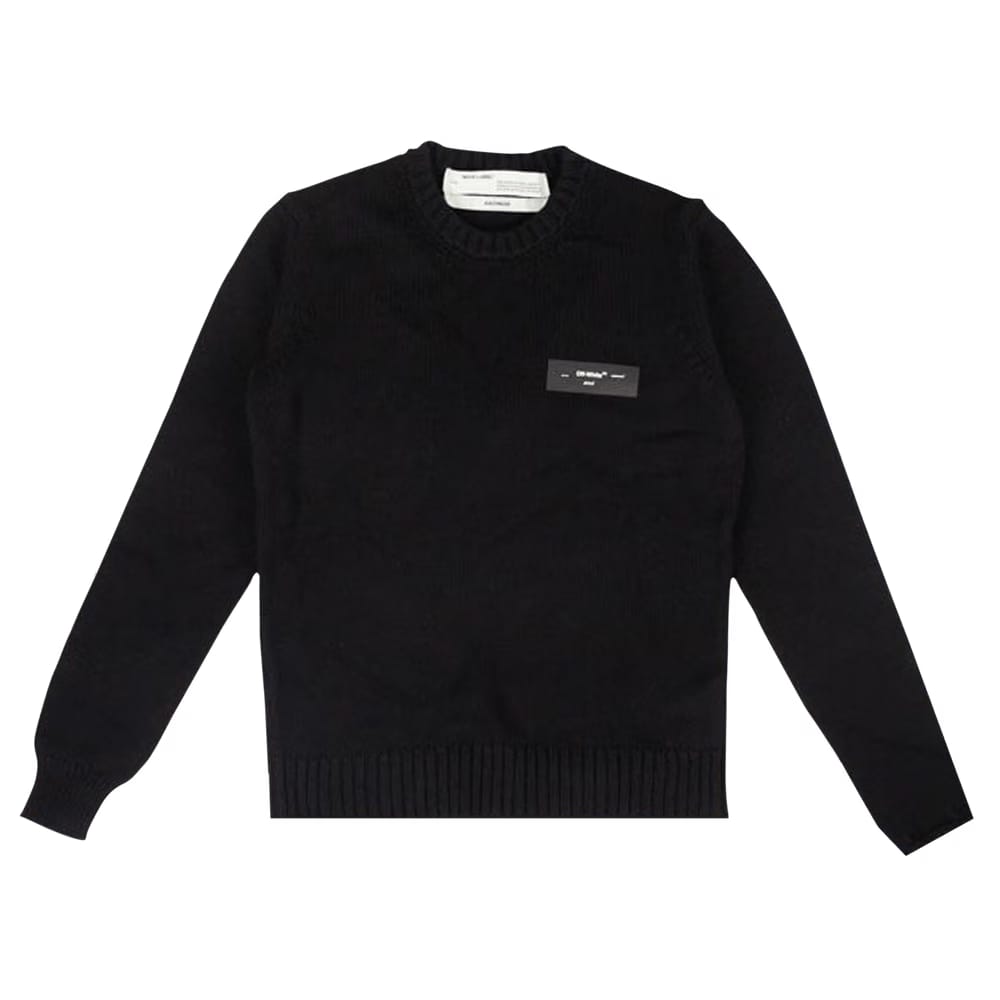 Off-White Logo Knit Round Neck Sweater Black