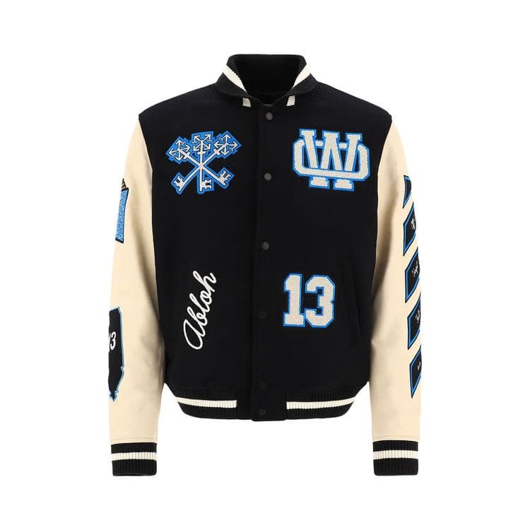 Off-White Logo Patch Varsity Jacket Black/Peacock