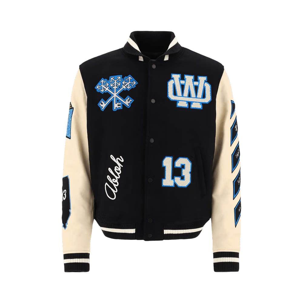 Off-White Logo Patch Varsity Jacket Black/Peacock