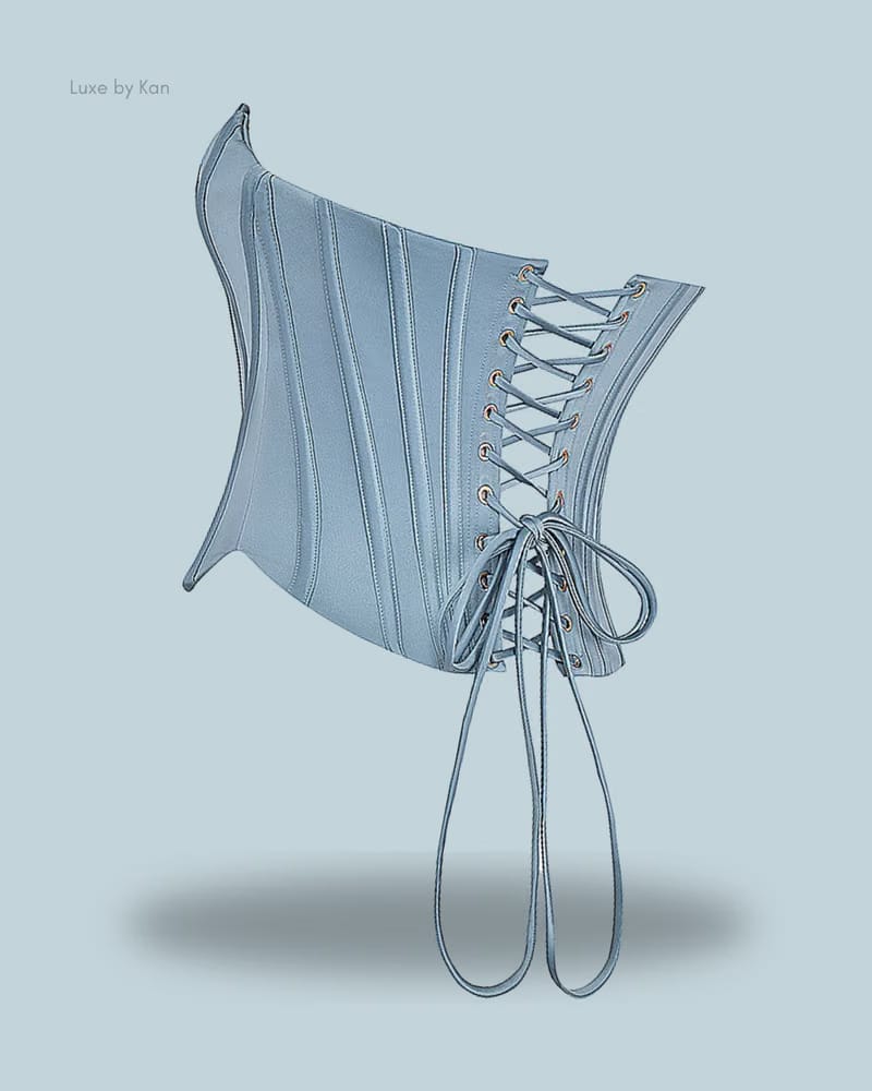 HOUSE OF CB Nastassia Cool Blue Embellished Satin Corset