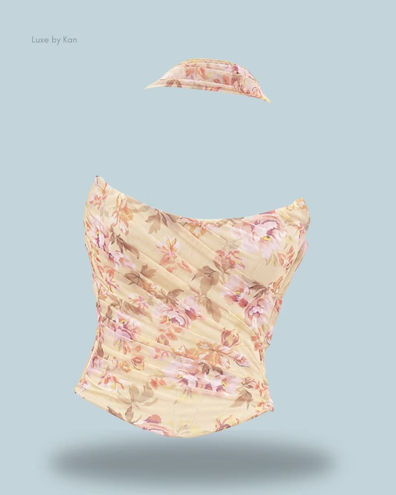 HOUSE OF CB Hallie Strapless Corset Top with Detachable Neck Scarf
