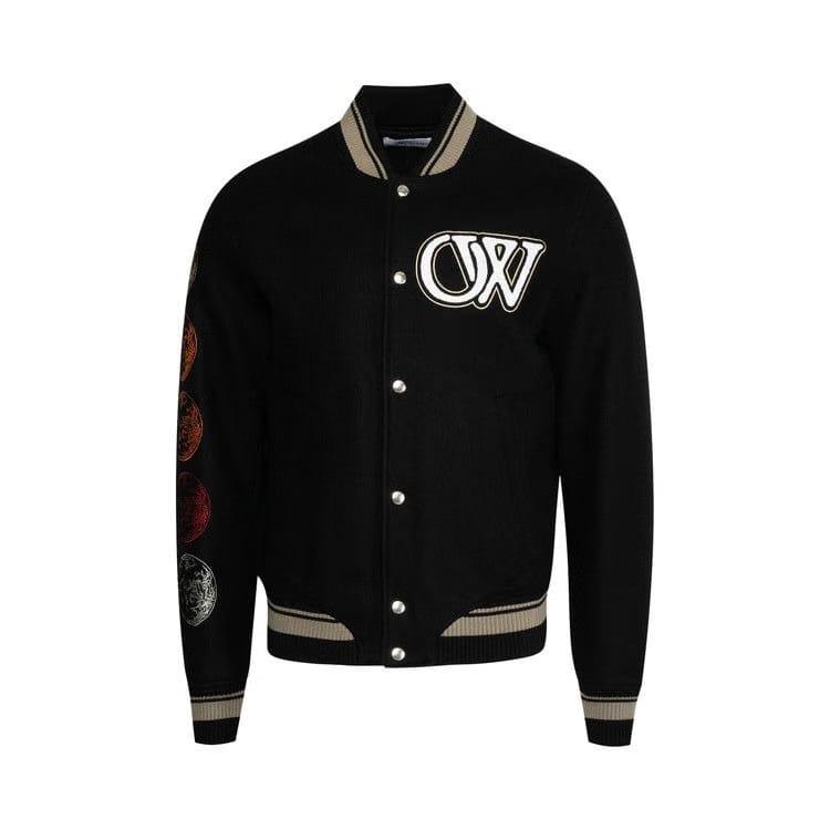 Off-White Moon Phase Varsity Bomber Jacket Black/White